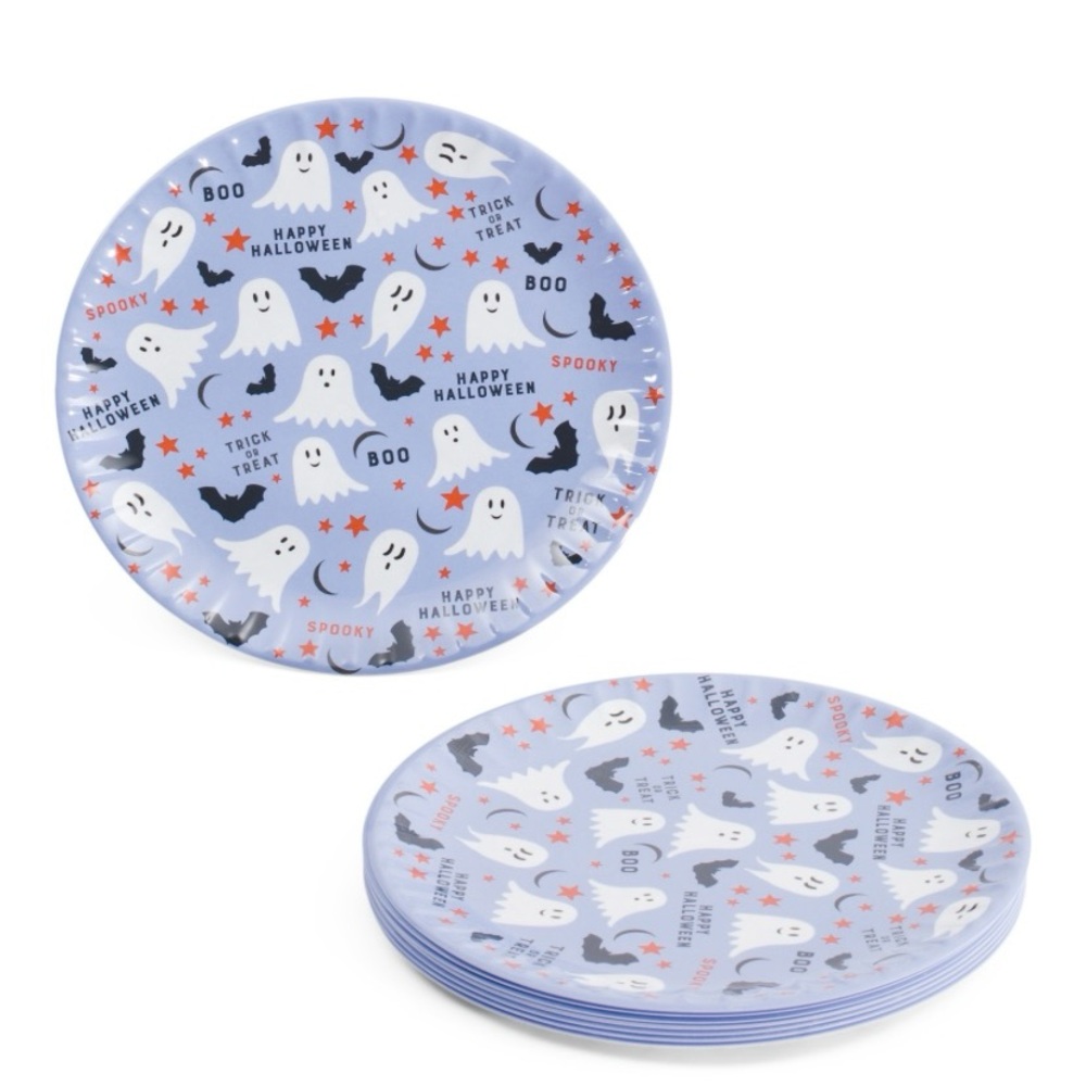Novogratz Home Set of 8 Indoor Outdoor Melamine Ghost Salad Plates